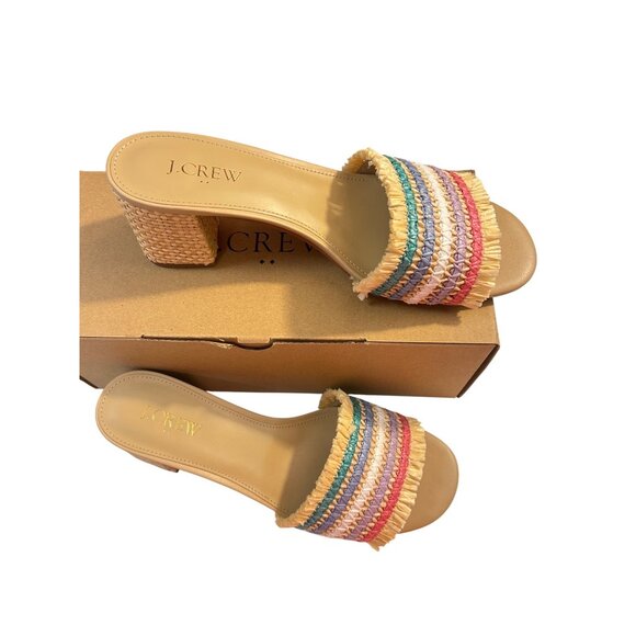 J. Crew Woven mule heels Rainbow Raffia Size 8 BW886 - Picture 3 of 7